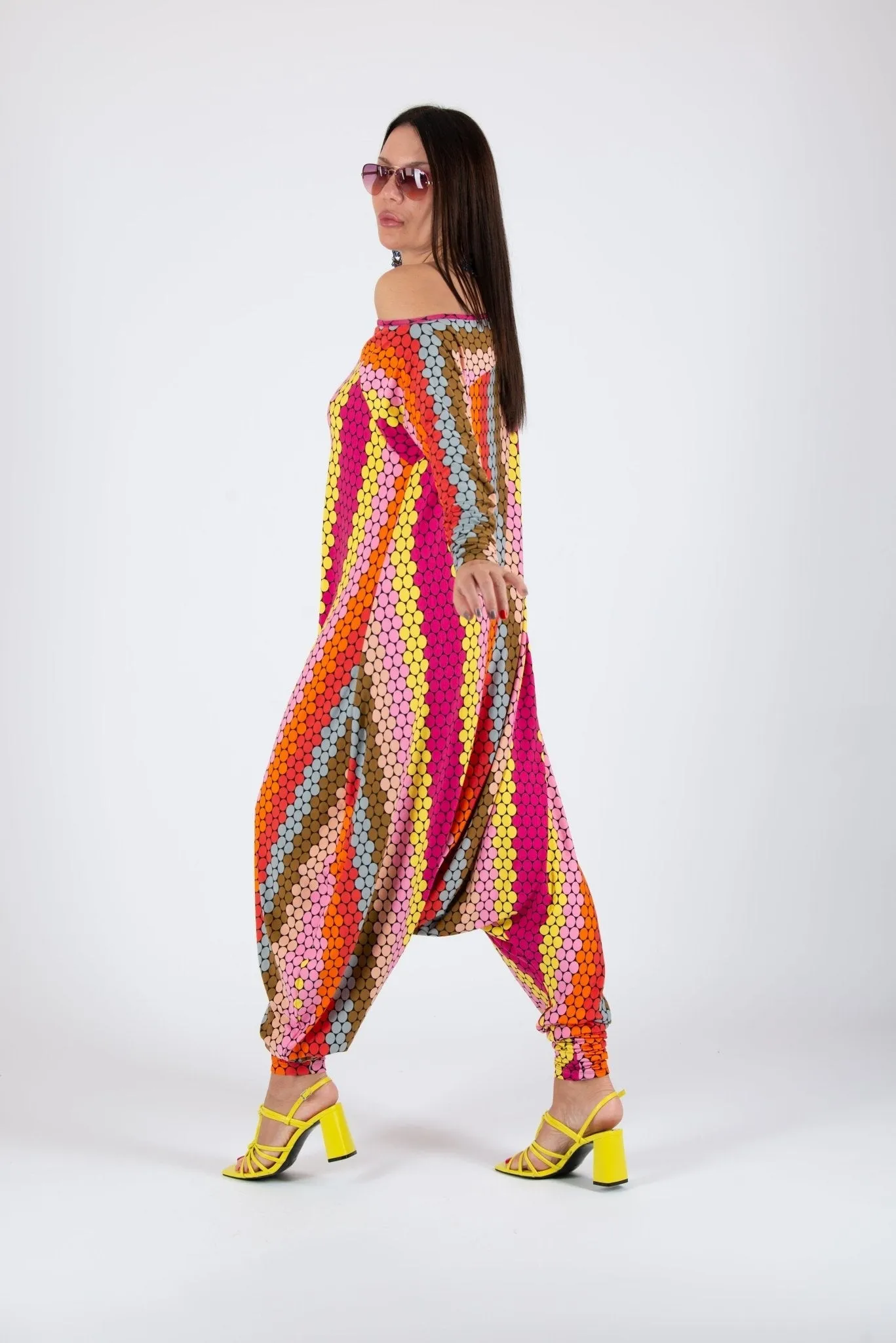 MARLA Long Sleeve Dots Harem Jumpsuit