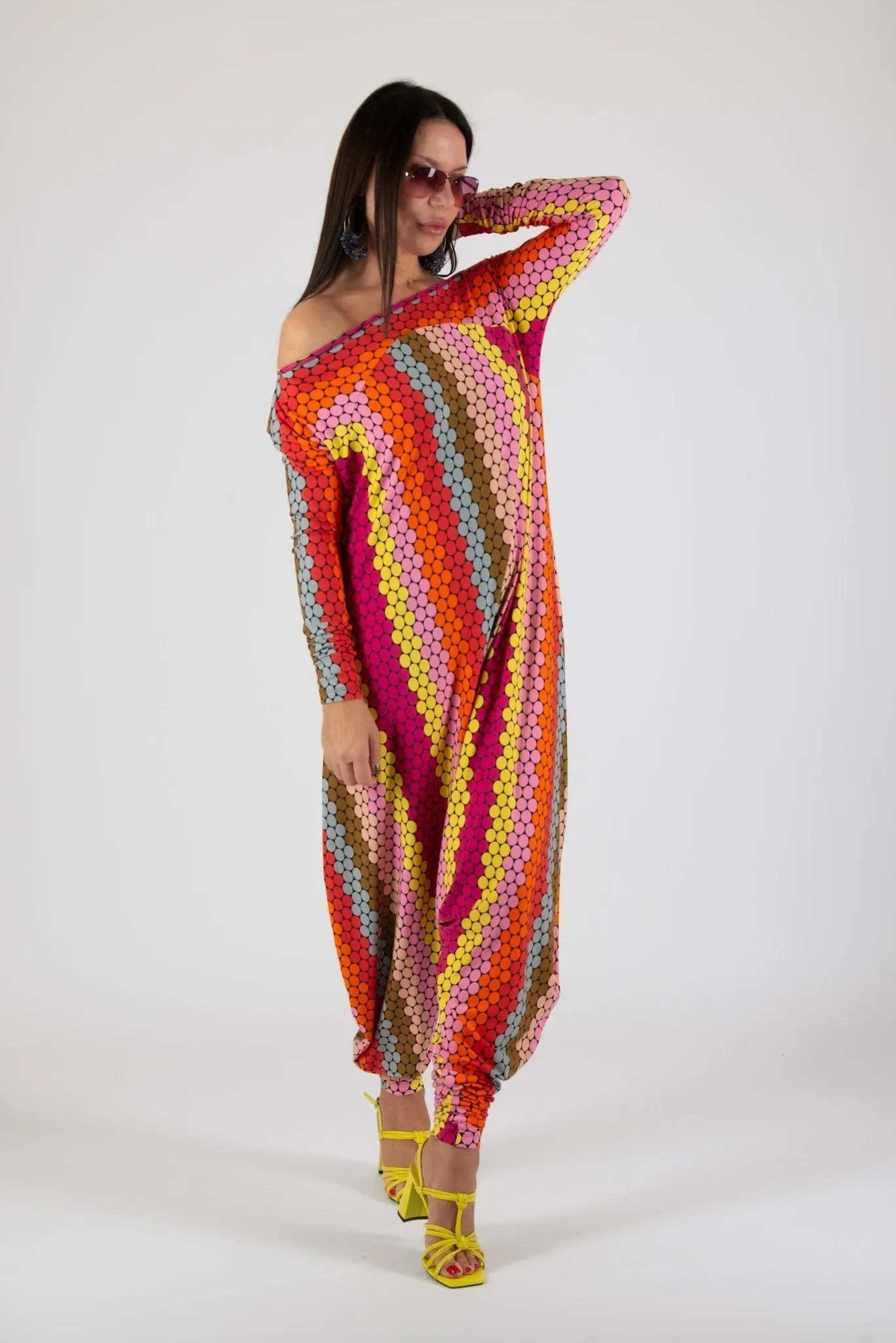 MARLA Long Sleeve Dots Harem Jumpsuit