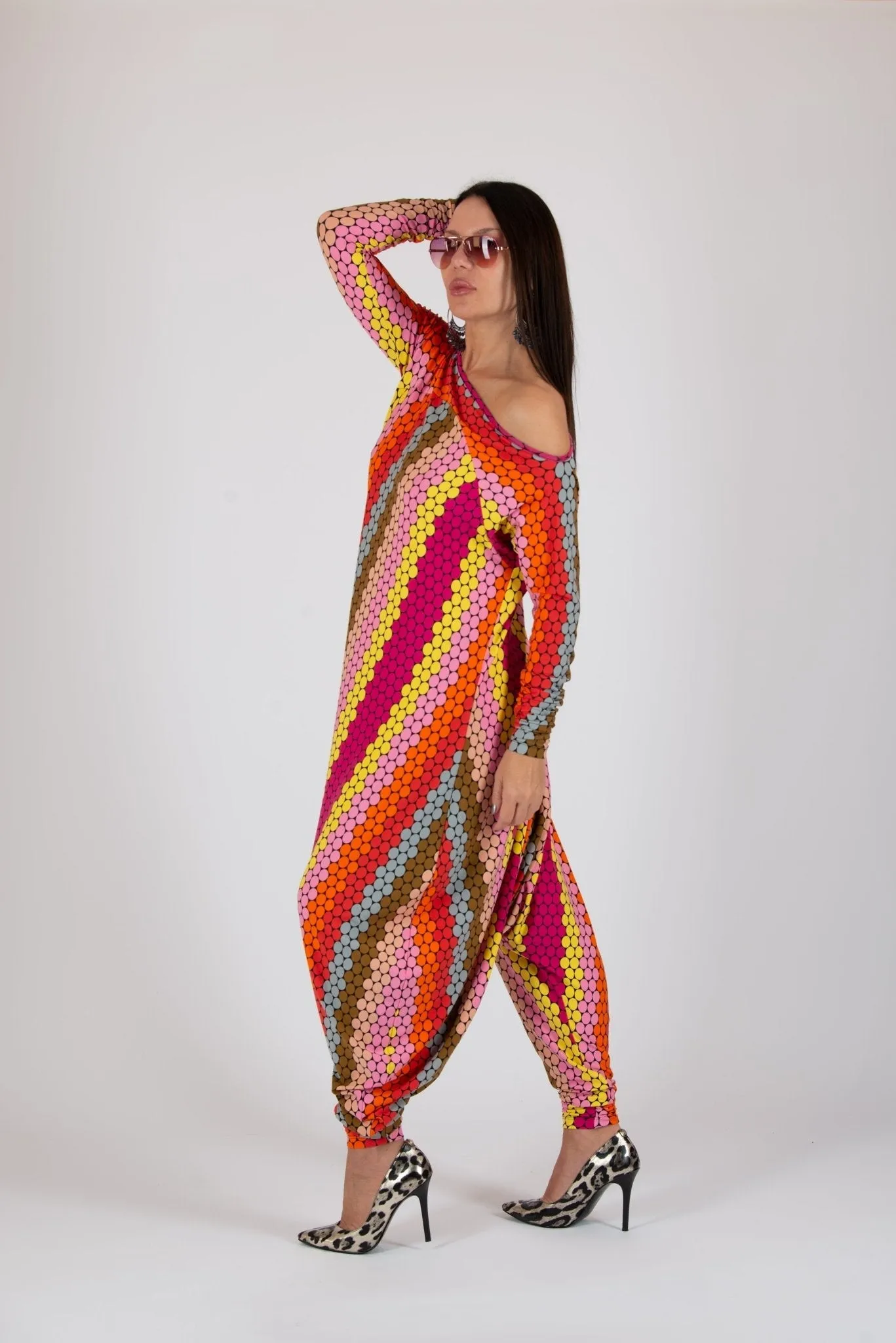 MARLA Long Sleeve Dots Harem Jumpsuit