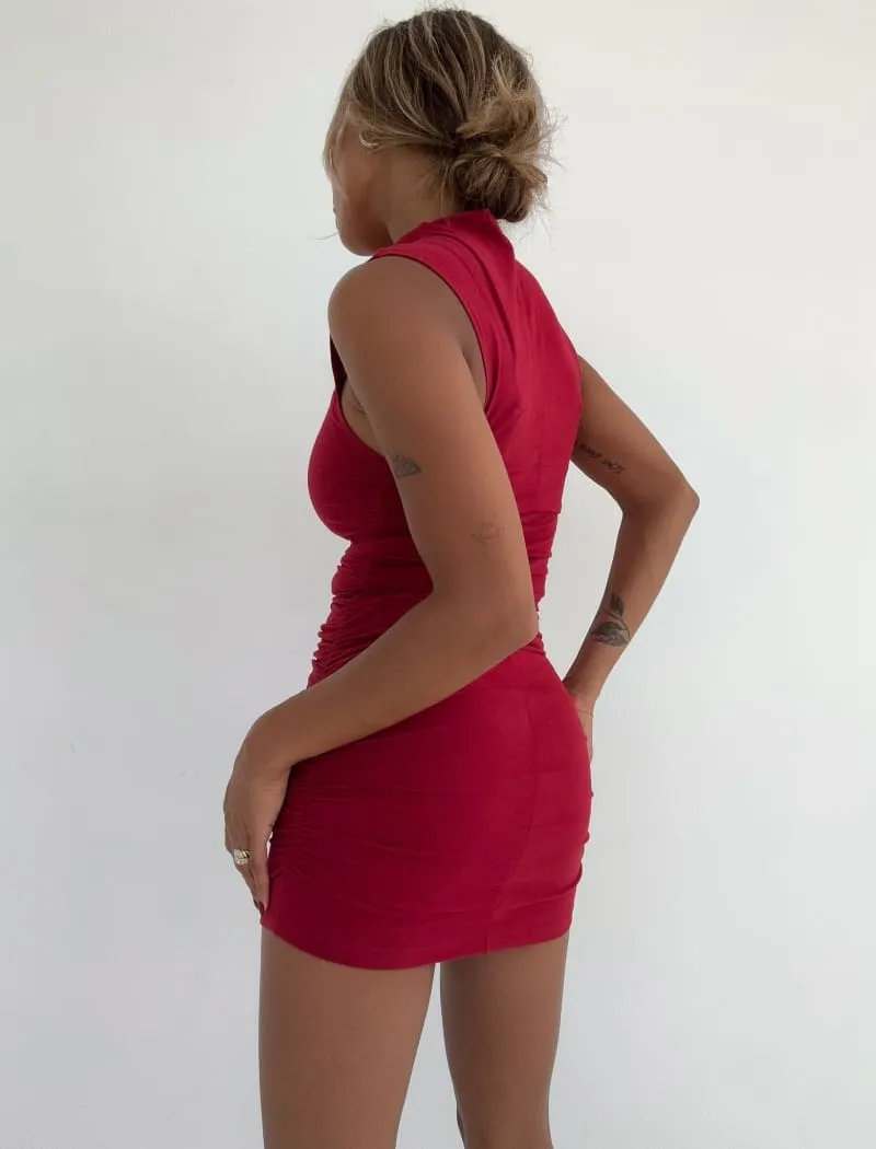 Minimalist Mini Dress | Maroon