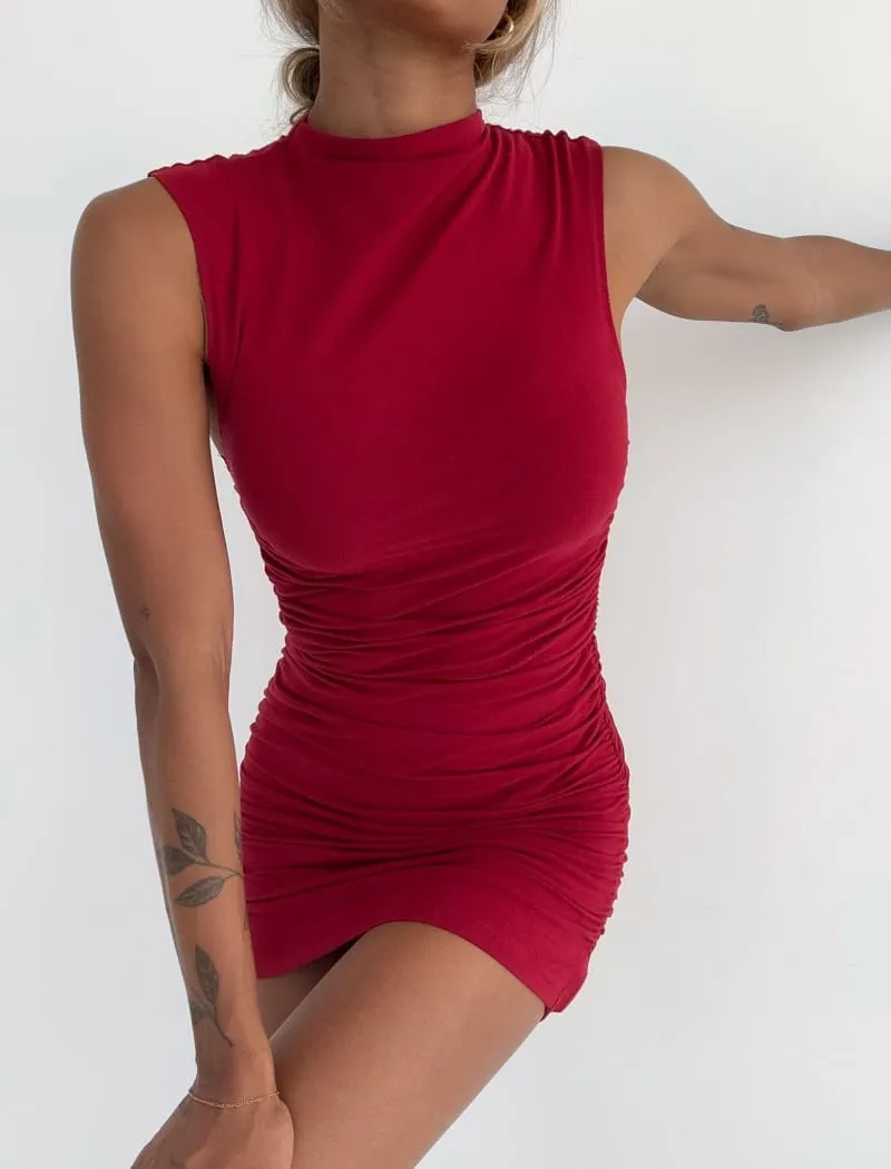 Minimalist Mini Dress | Maroon