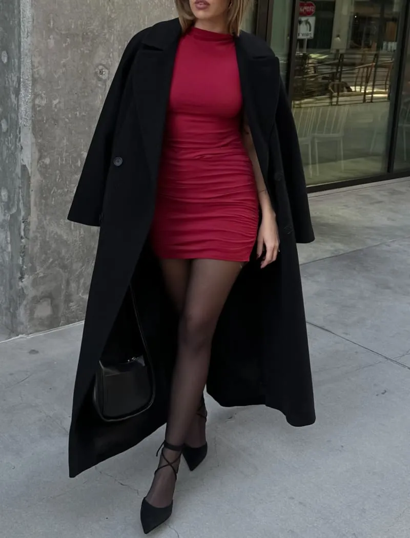 Minimalist Mini Dress | Maroon