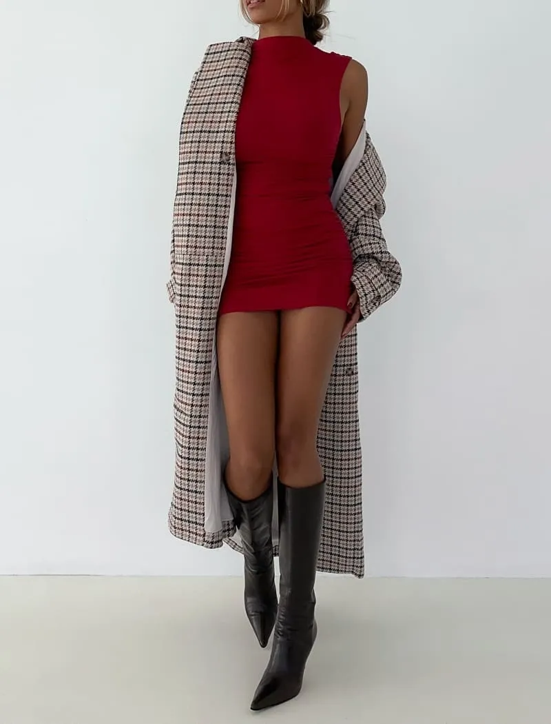Minimalist Mini Dress | Maroon