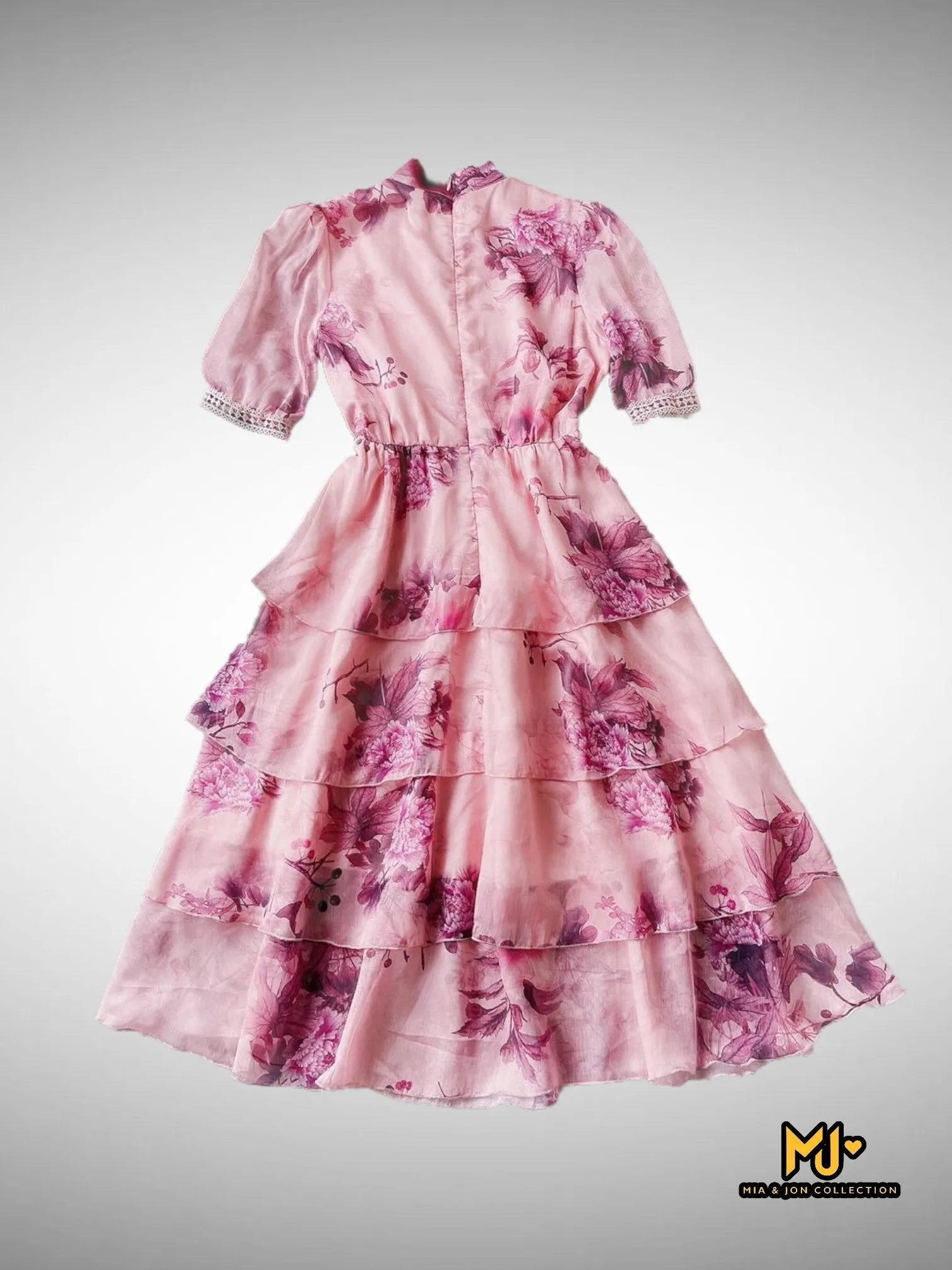 MJV1876 Tie Neck Chiffon Midi Dress