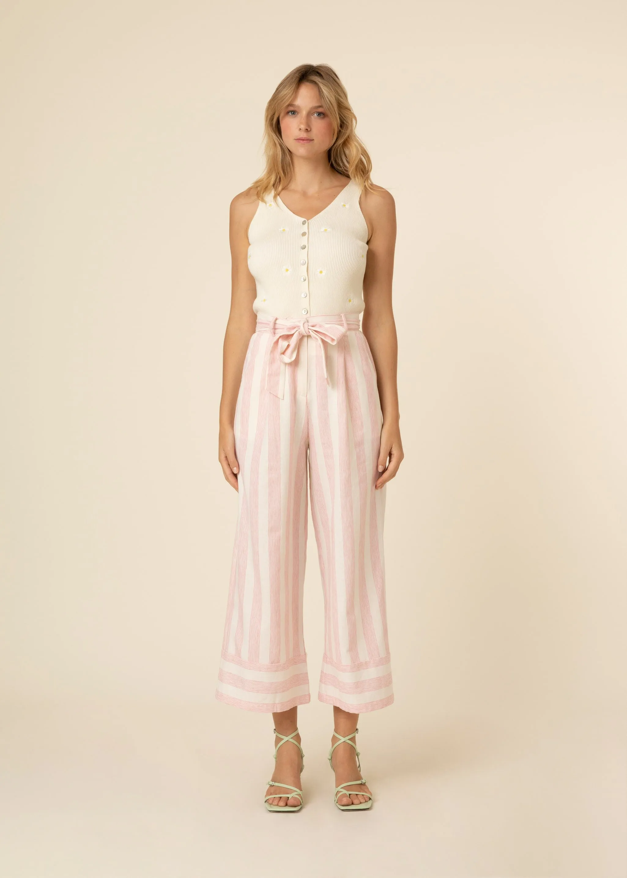Pricillia Trousers (Pink/White)