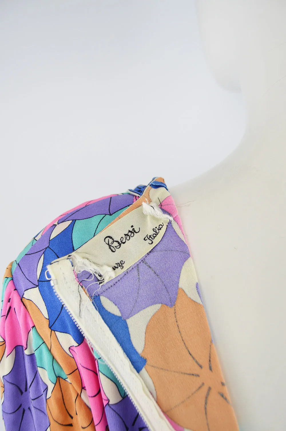 Printed Silk Jersey Vintage Dress, 1980s