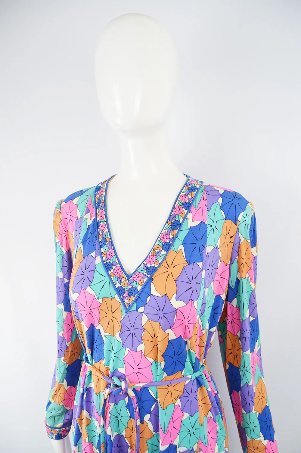 Printed Silk Jersey Vintage Dress, 1980s