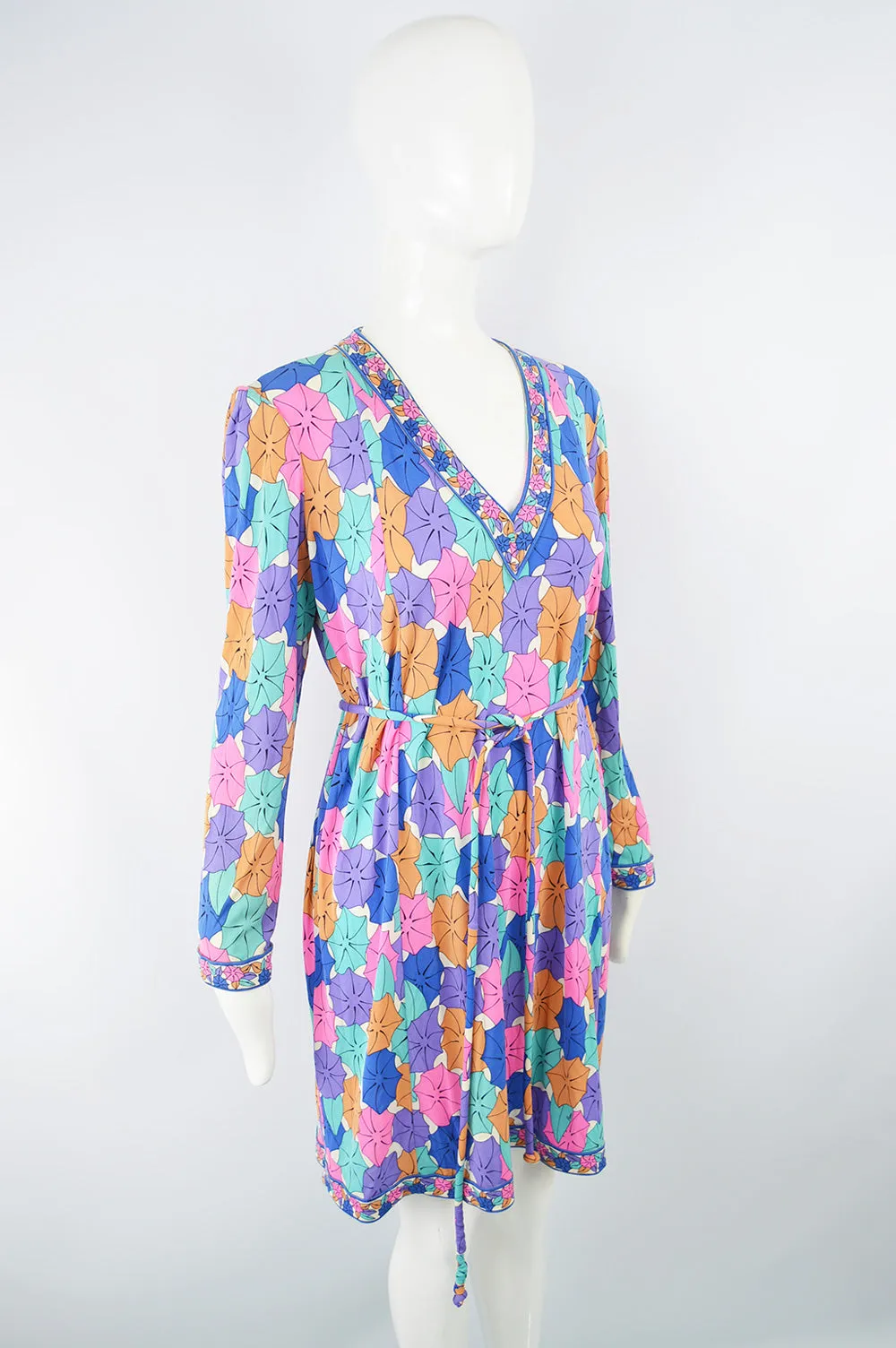 Printed Silk Jersey Vintage Dress, 1980s