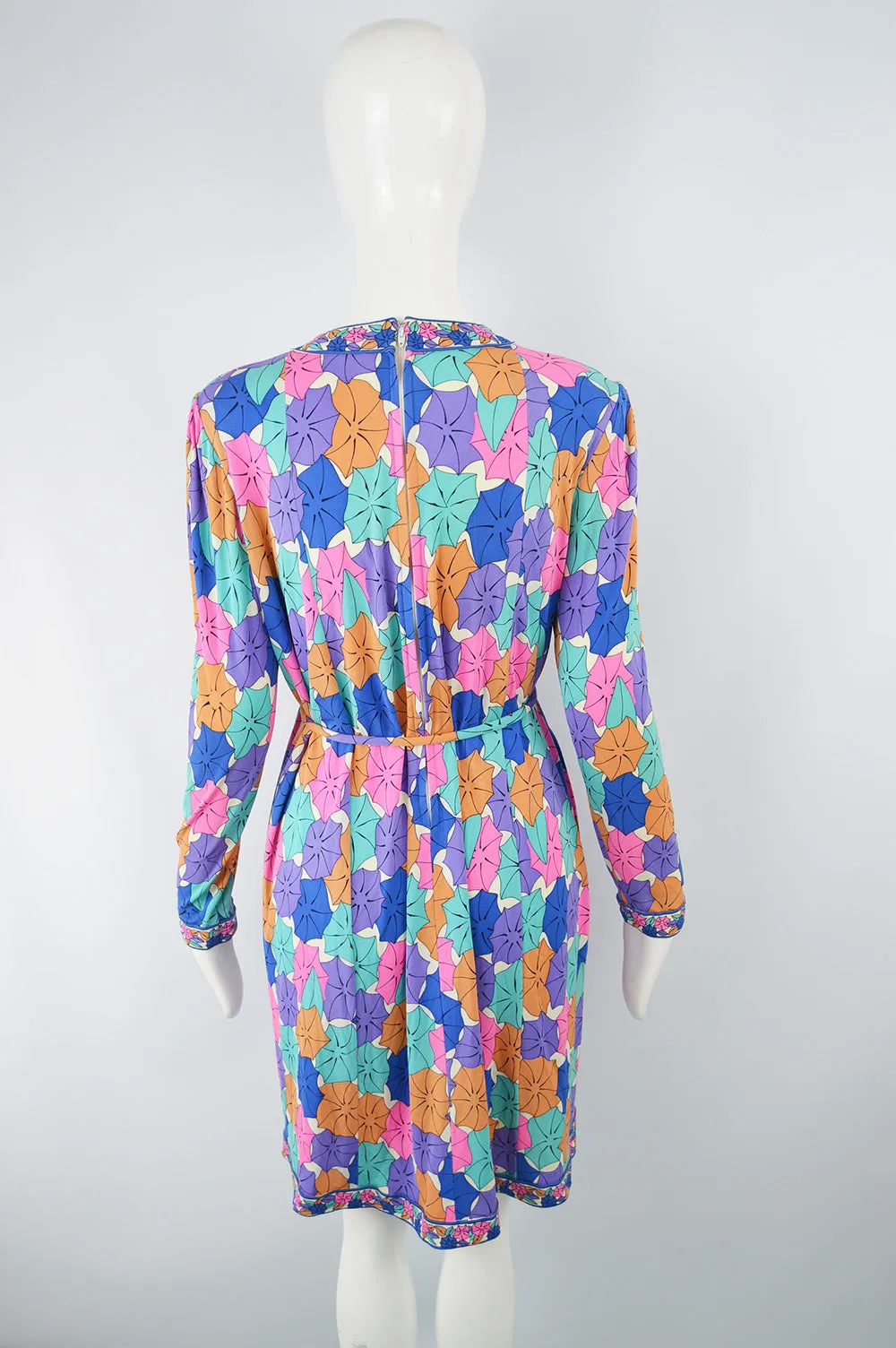 Printed Silk Jersey Vintage Dress, 1980s