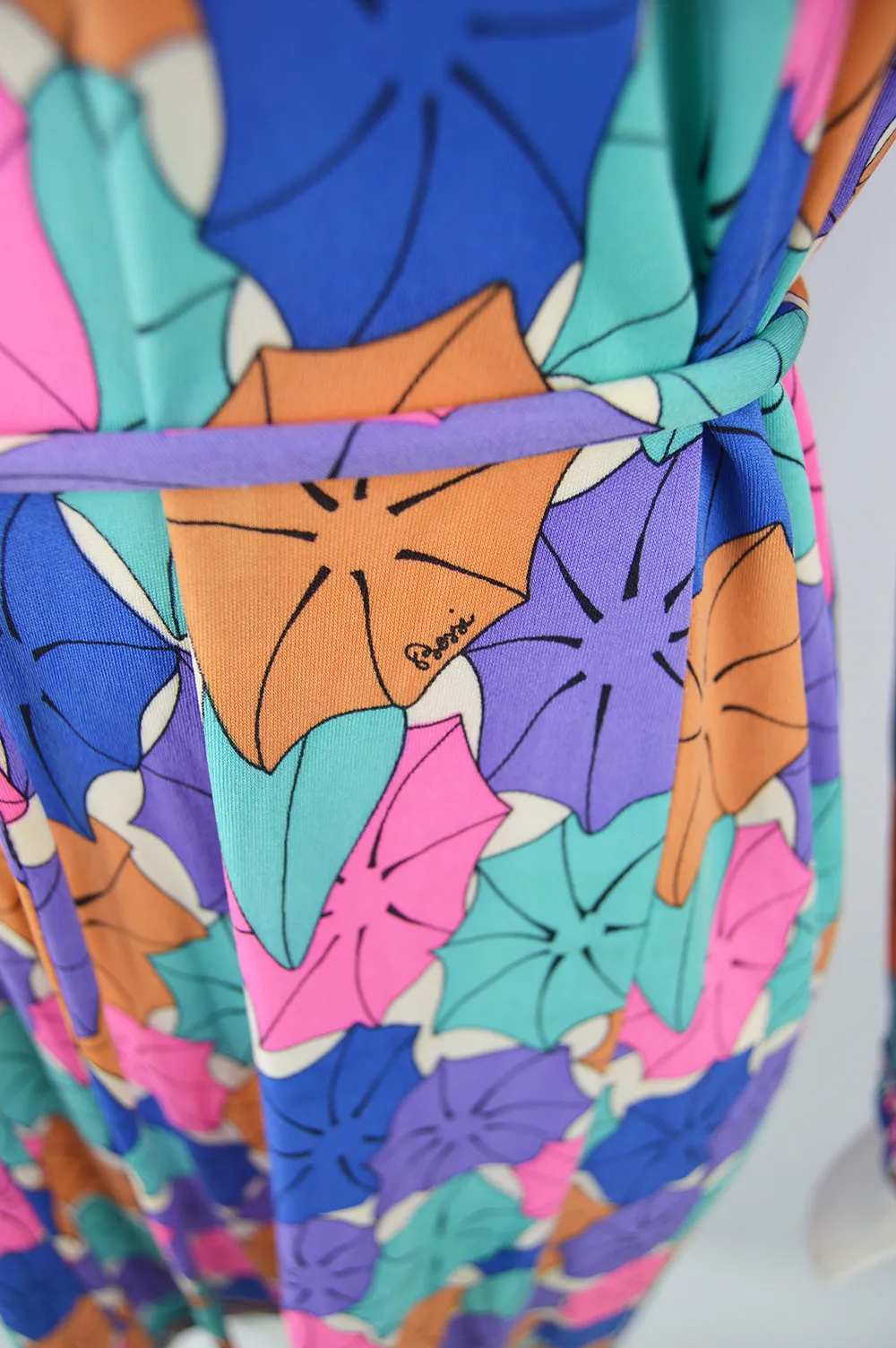 Printed Silk Jersey Vintage Dress, 1980s