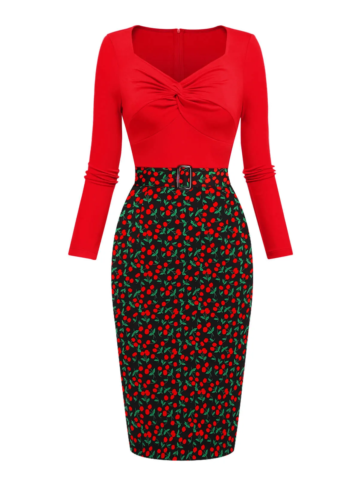 Red 1960s Cherry Vintage Pencil Dress