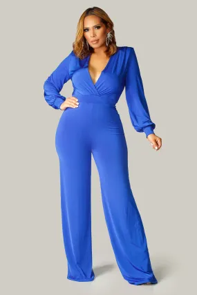 Renee Puff Long Sleeves V Neck Jumpsuit