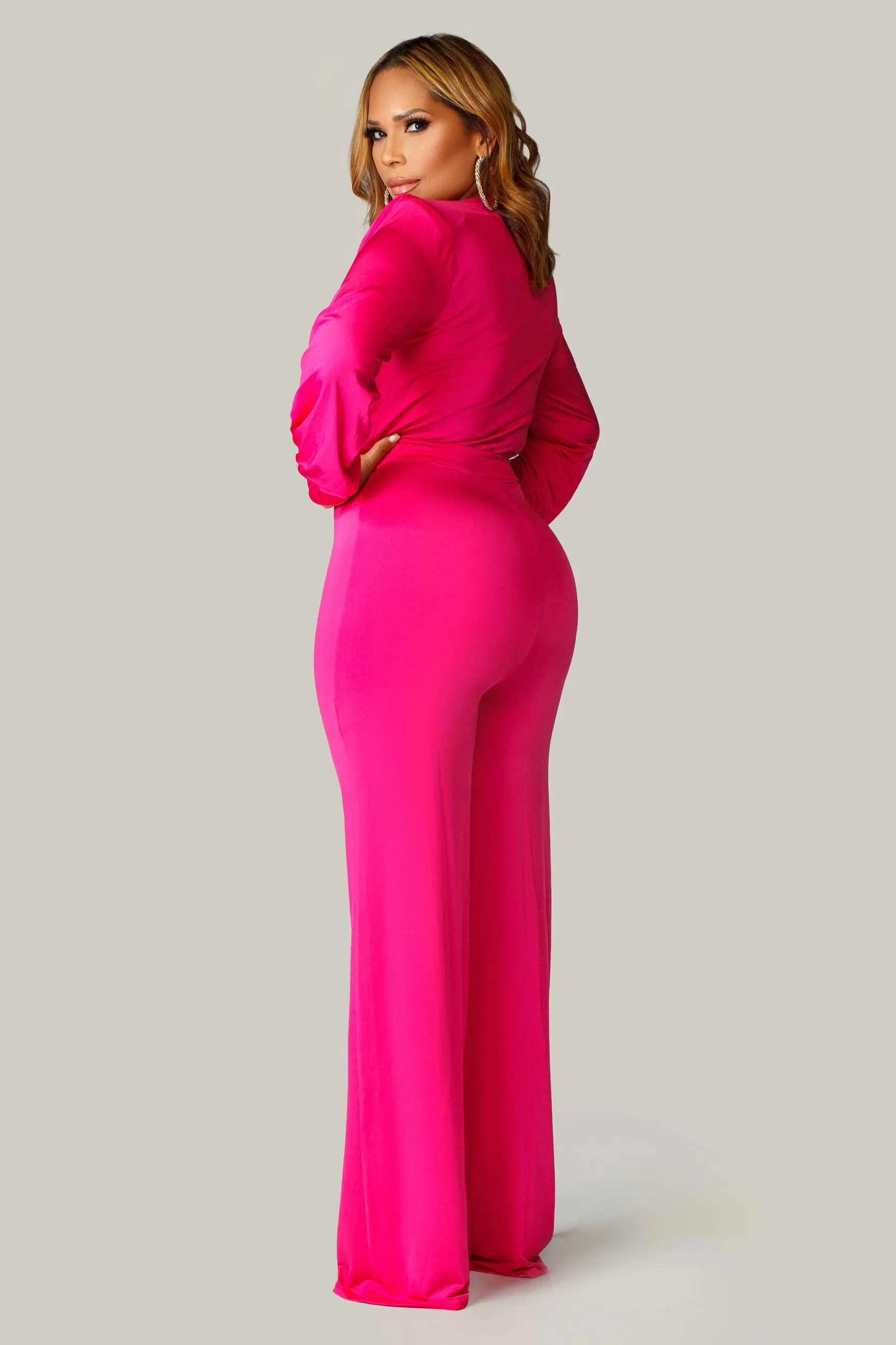 Renee Puff Long Sleeves V Neck Jumpsuit