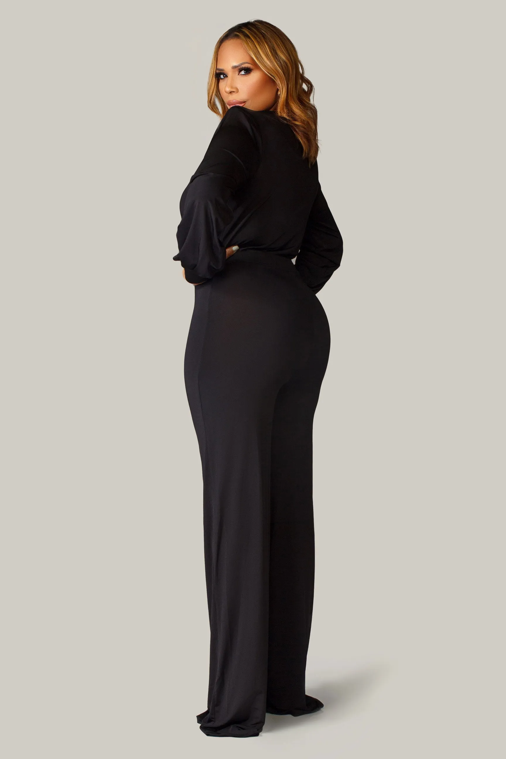 Renee Puff Long Sleeves V Neck Jumpsuit