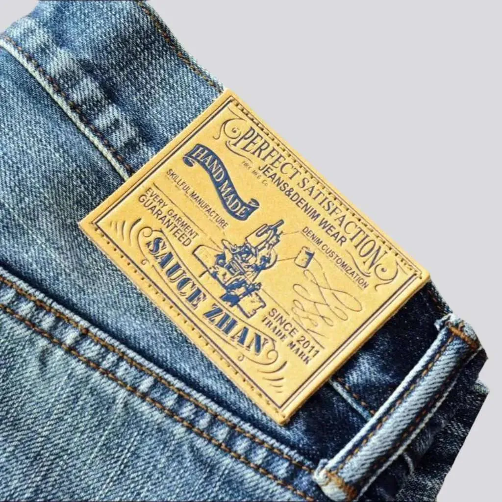 Sanded whiskered selvedge jeans