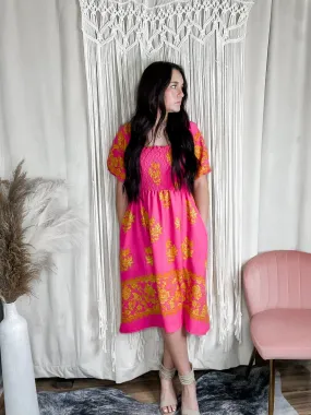 Sheila smocked midi dress