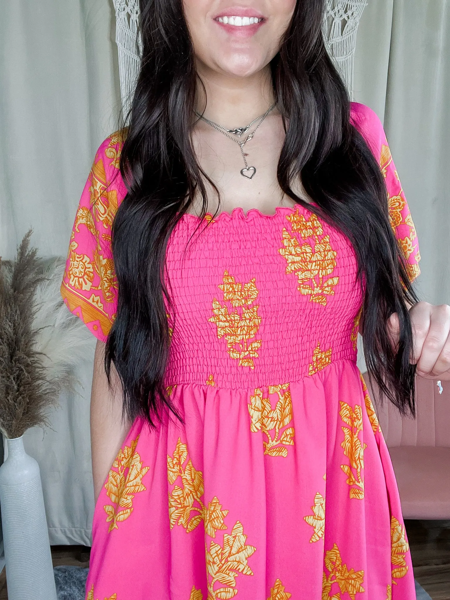 Sheila smocked midi dress