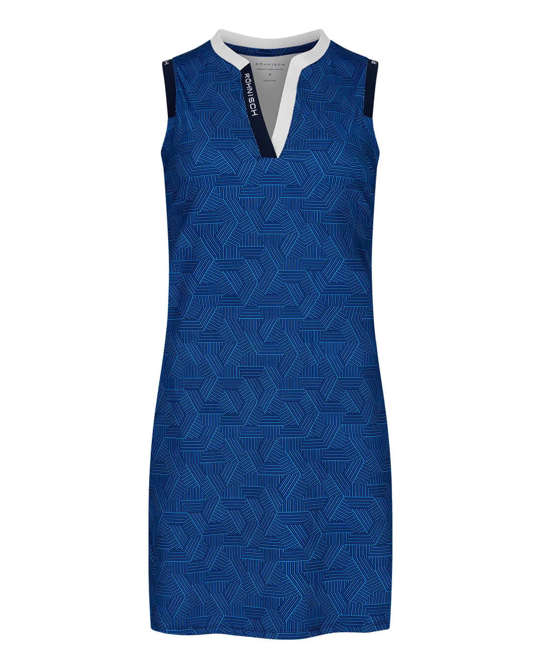 SIZE XS - ROHNISCH Abby Sleeveless Dress Hexagon Blue