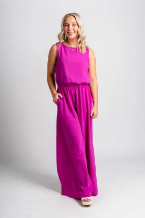 Sleeveless jumpsuit orchid