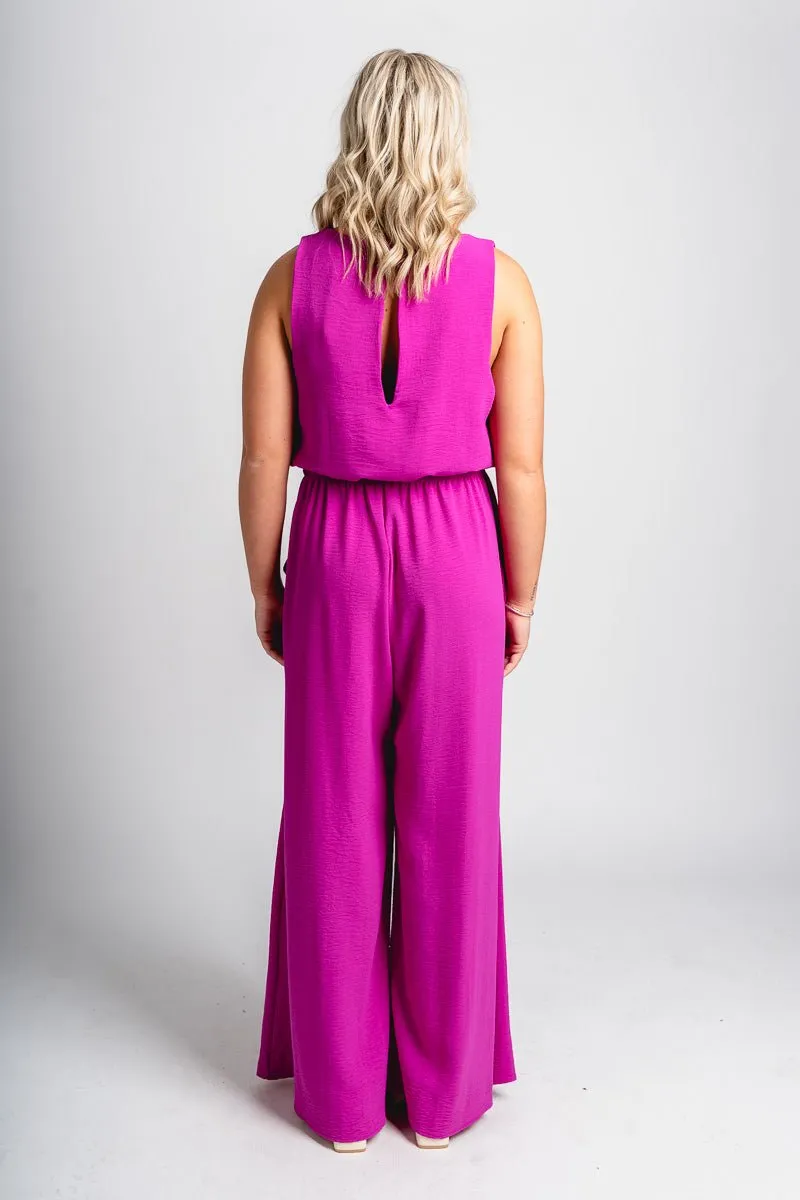 Sleeveless jumpsuit orchid
