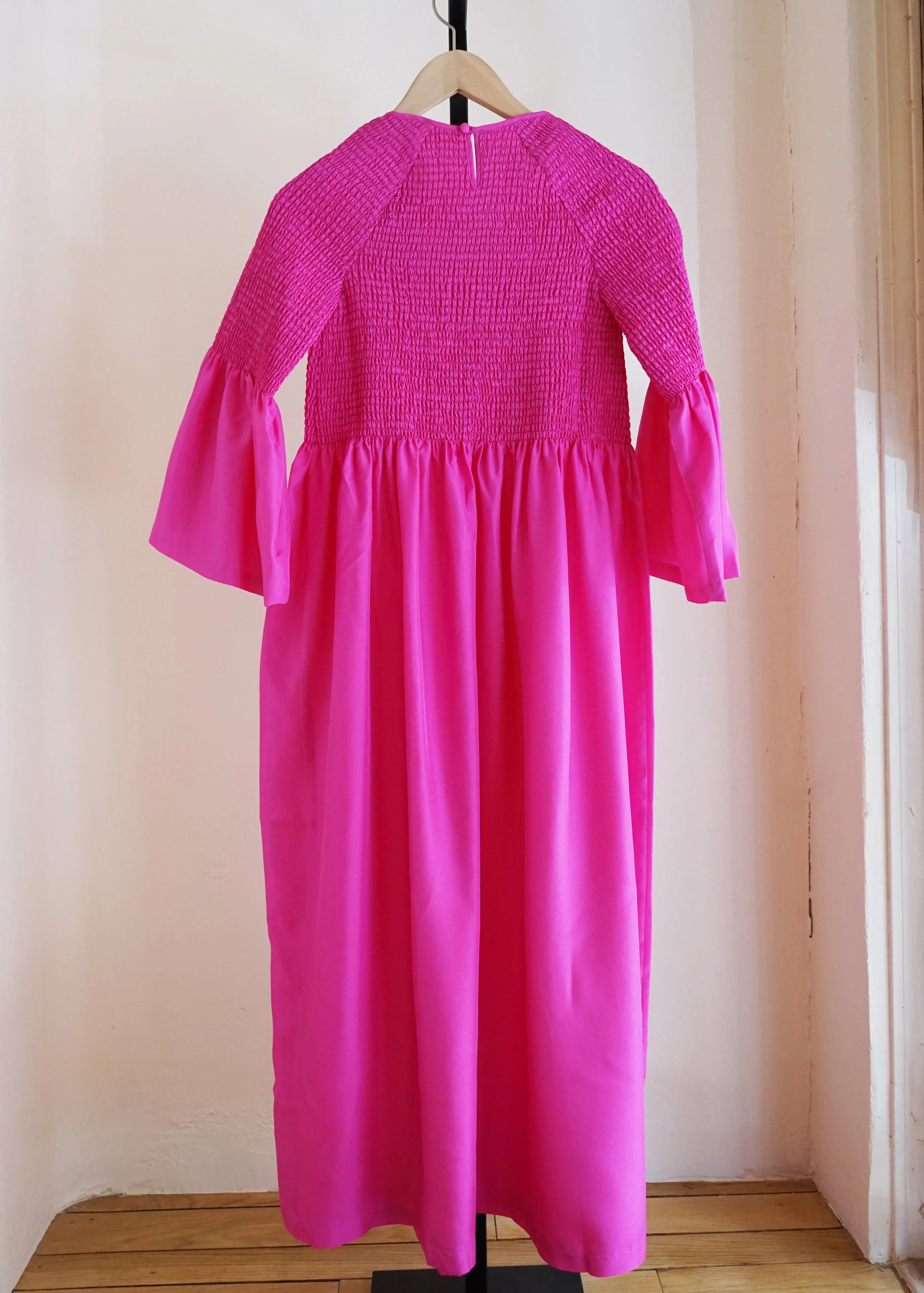 Stella Silk Dress, Fuchsia
