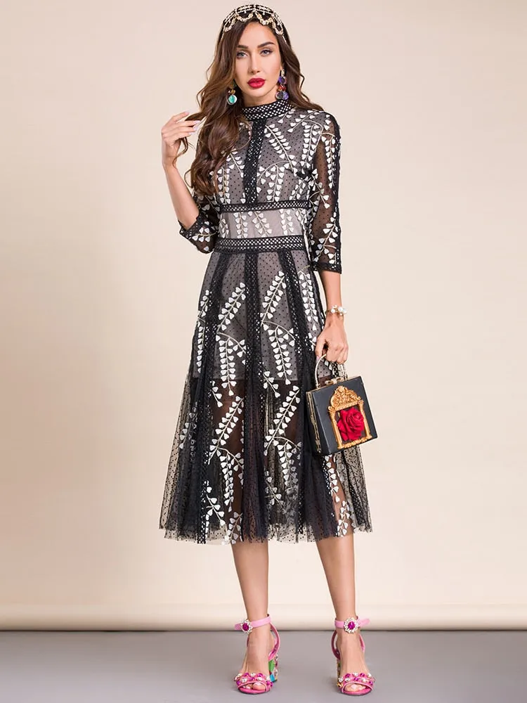 Victoria Flower Embroidery Dress