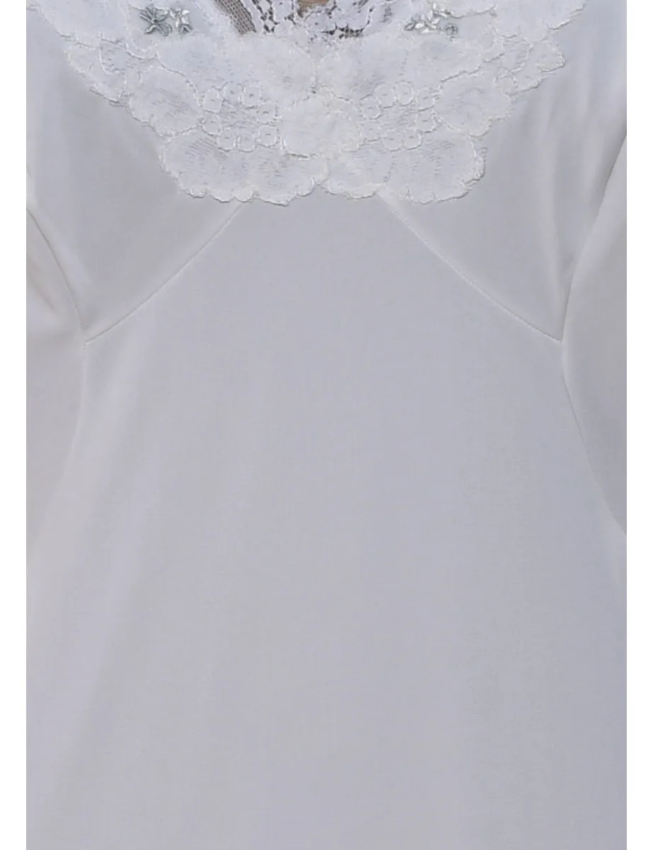 White Lace Classic Slip Dress - S