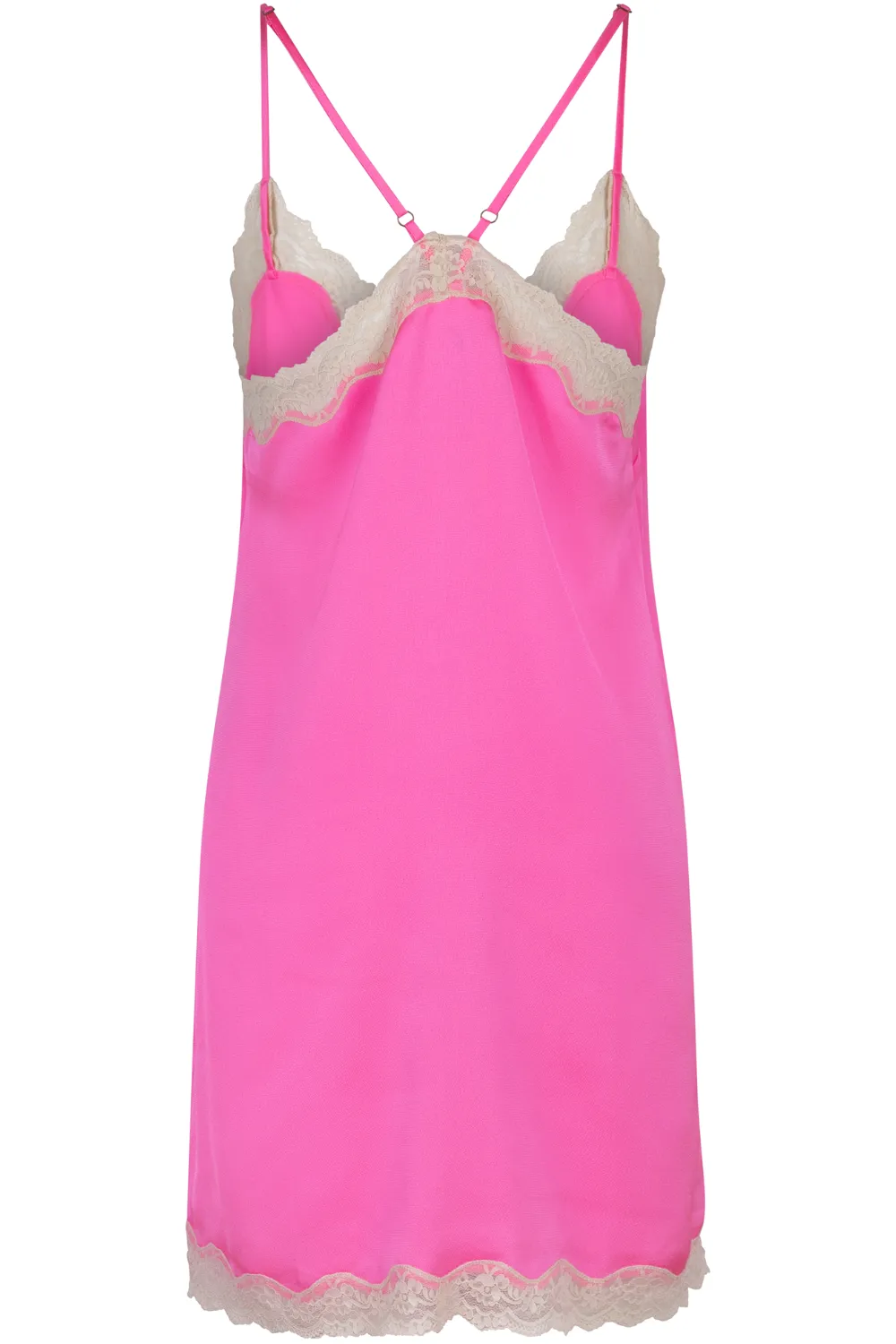 Willow Satin Slip Dress Neon Pink