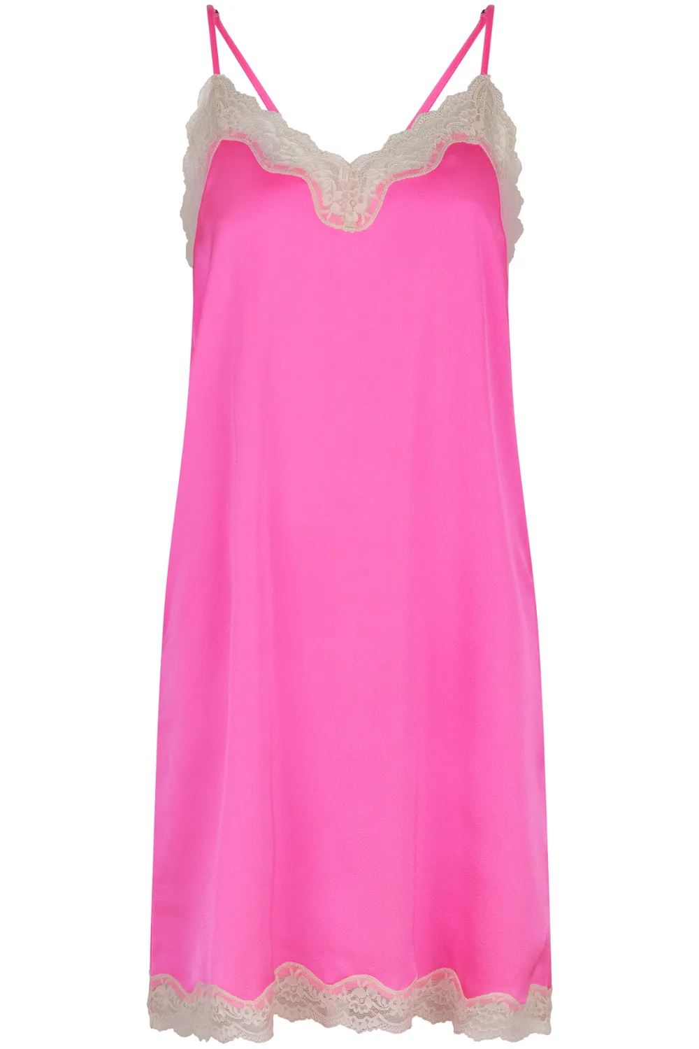 Willow Satin Slip Dress Neon Pink